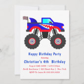 Haimonster Truck 4. Geburtstag Einladungen (Vorderseite)