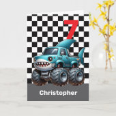 Haimonster Truck 7. Geburtstag Karte (Gelbe Blume)