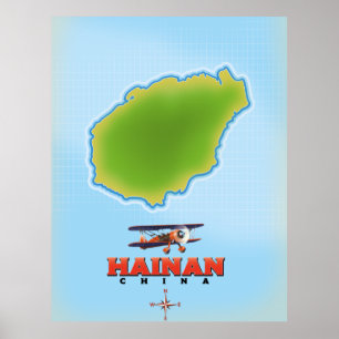 Hainan China Karte Poster