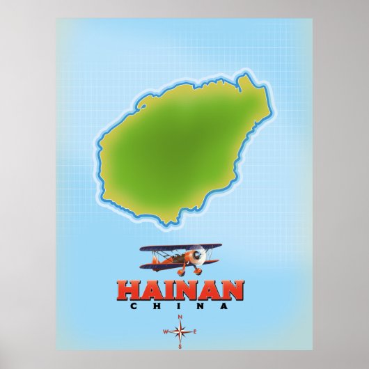 Hainan China Map Poster (Vorne)