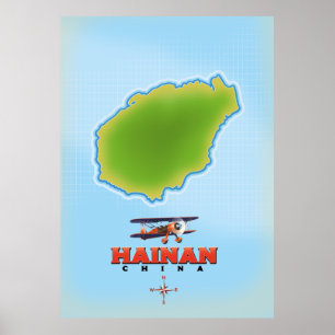 Hainan China Map Poster