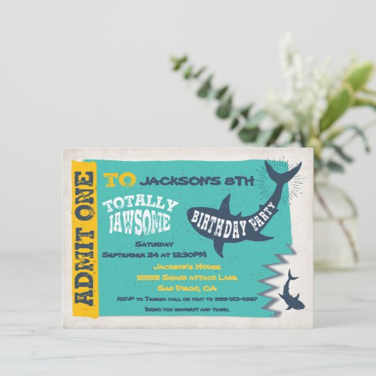 Haipool Geburtstagsparty Einladung Ticket (Stehend Vorderseite)