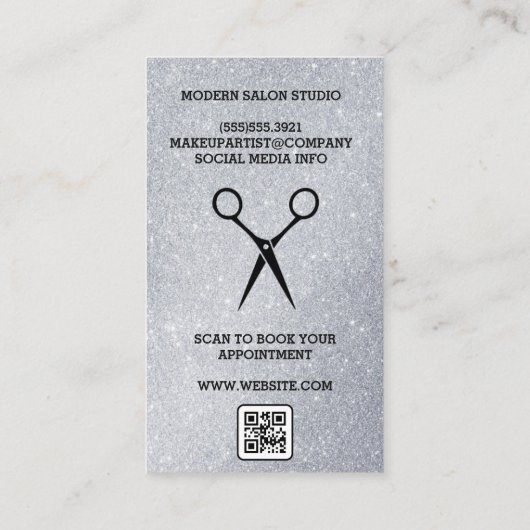 Hair Beauty Face | GLITZER | QR-Code Terminkarte (Rückseite)