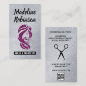 Hair Beauty Face | GLITZER | QR-Code Terminkarte (Vorne/Hinten)