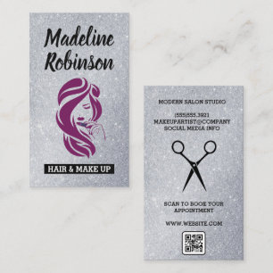 Hair Beauty Face GLITZER QR-Code Terminkarte