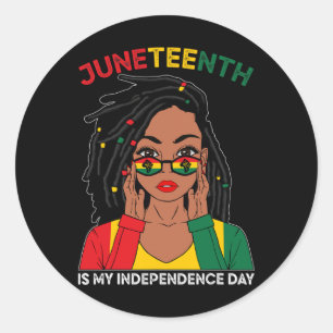 Hair Black Woman Juneteenth ist mein Unabhängigkei Runder Aufkleber