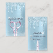 Hair Blue Tropfens Glitzer Coiffure Lila Scheren Visitenkarte (Vorne/Hinten)