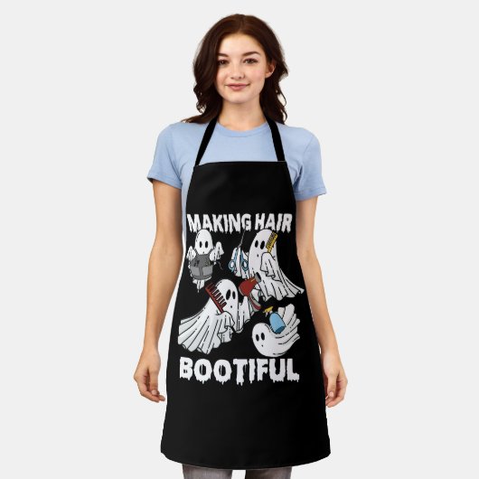 Hair Bootiful Funny Beängstigend Ghost Friseur Schürze (Getragen)