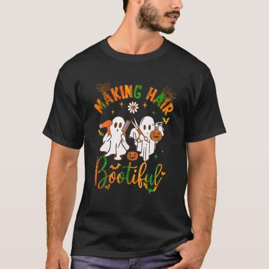 Hair Bootiful Funny Beängstigend Ghost Friseur T-Shirt (Vorderseite)