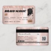 Hair Braider Rose Gold Blush Salon Kreditkarte Visitenkarte (Vorne/Hinten)