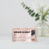 Hair Braider Rose Gold Blush Salon Kreditkarte Visitenkarte (Stehend Vorderseite)