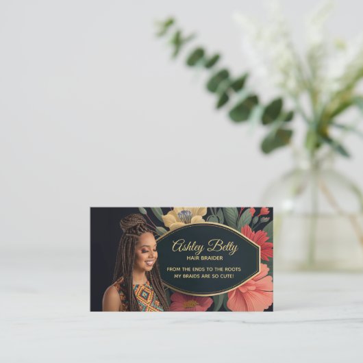 Hair Braider Slogans Business Cards Visitenkarte (Stehend Vorderseite)