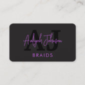 Hair Braiding QR Code Business Card Purple Black Visitenkarte (Vorderseite)