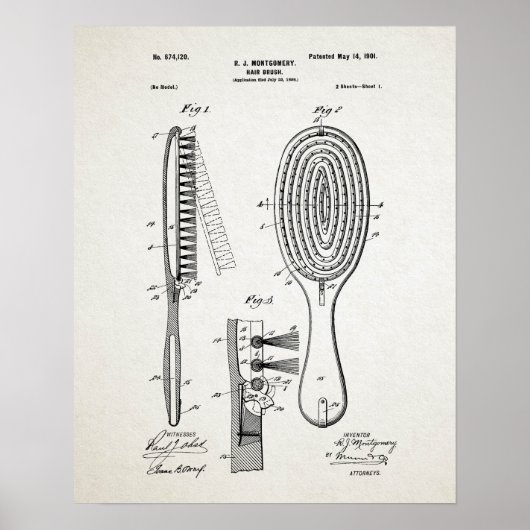 Hair Brush Patent Poster (Vorne)
