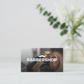 Hair Clipper Foto mit dem Logo "Mustache" Barbersh Visitenkarte (Stehend Vorderseite)