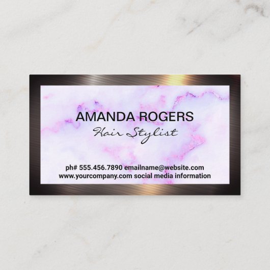 Hair Clippers | Marmor | Metallgrenze Visitenkarte (Rückseite)