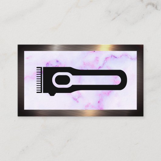 Hair Clippers | Marmor | Metallgrenze Visitenkarte (Vorderseite)