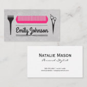 Hair Cut Pink Comb Salon Stylist Visitenkarte (Vorne/Hinten)