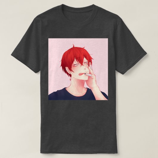 Hair Down Tendou Satori Blue Shirt Pink bg (Design vorne)