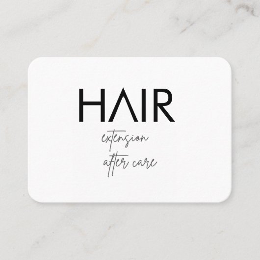 HAIR EXTENSION CARE CARD (schwarz) Visitenkarte (Vorderseite)