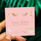 Hair & Eyelash Extensions Modernes Blush Pink & Go Quadratische Visitenkarte