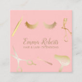 Hair & Eyelash Extensions Modernes Blush Pink & Go Quadratische Visitenkarte (Vorderseite)