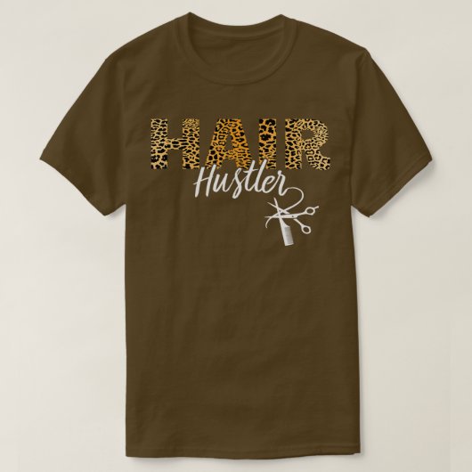 Hair Hustler Leopard Friseur Barbe T-Shirt (Design vorne)