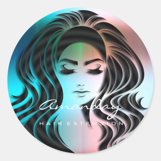Hair Lashes Extension Stylist Makeup Black Ombre Runder Aufkleber (Vorderseite)