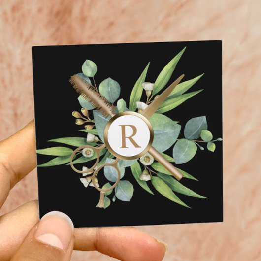 Hair & Lashes Stylist Grüne Weinkultur und Erde Quadratische Visitenkarte