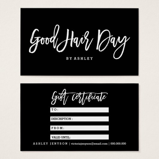 Hair Logo elegante Typografie Geschenkgutschein (Vorne & Hinten)