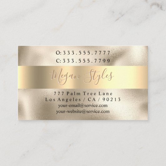 Hair & Makeup Artist, DIY Bus. Name & Info, Gold Visitenkarte (Rückseite)