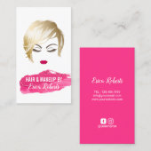 Hair & Makeup Artist Girl & Pink Lipstick Visitenkarte (Vorne/Hinten)