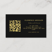 Hair Makeup Artist Modern Black QR Code  Visitenkarte (Rückseite)