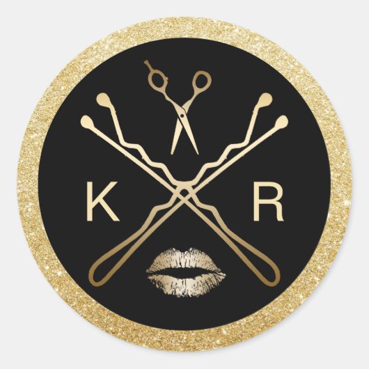 Hair & Makeup Artist Modern Gold Schönheitssalon Runder Aufkleber (Vorderseite)