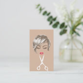 Hair & Makeup Artist Moderne Kurze Friseurin Visitenkarte (Stehend Vorderseite)