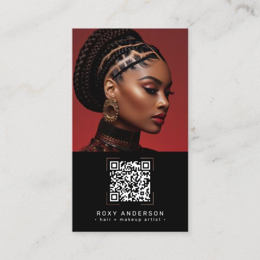 Hair Makeup Artist Moderner QR Code Visitenkarte (Vorderseite)