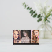 Hair & Makeup Artists 4 Foto Uni Black Luxe Visitenkarte (Stehend Vorderseite)