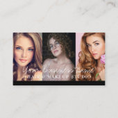 Hair & Makeup Artists 4 Foto Uni Black Luxe Visitenkarte (Vorderseite)