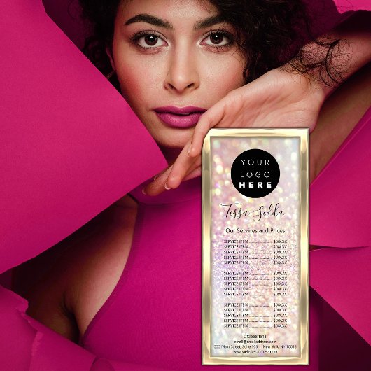 Hair Makeup Body Massage Logo Holograph Glitzer Werbekarte