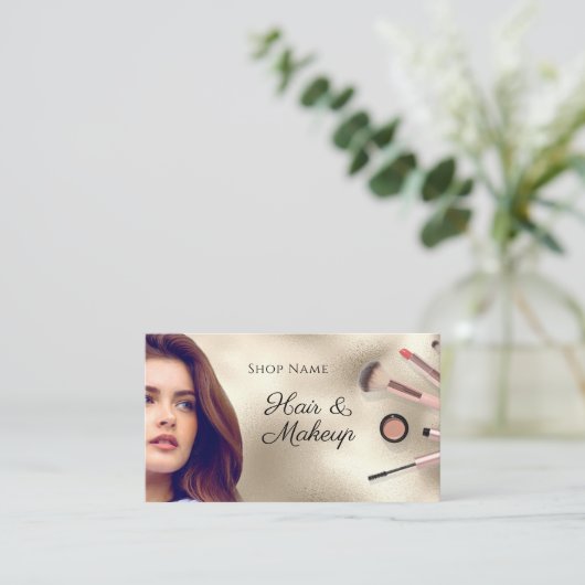 Hair & Makeup Künstler, Fotos, Gold-Visitenkarte Visitenkarte (Stehend Vorderseite)