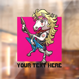 Hair Metal Glam Rock Unicorn Blue Gitarre Cartoon Fensteraufkleber