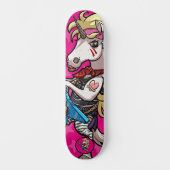 Hair Metal Star Gitarre Glam Cartoon Unicorn Skateboard (Vorderseite)
