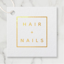 HAIR + NAILS Logo kraft Square Foil Favor Tags