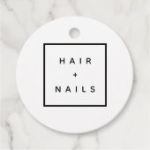 HAIR + NAILS Stylist elegantes Logo rund Geschenkanhänger (Vorderseite)