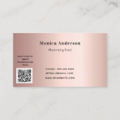 Hair Rose Gold Schwarz elegantes QR-Code-Skript Visitenkarte (Rückseite)