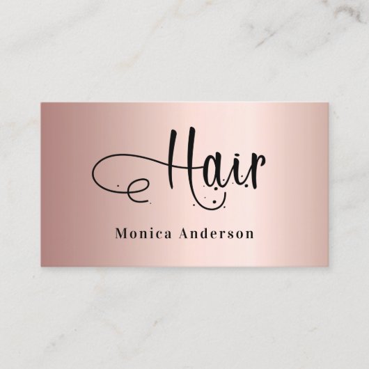 Hair Rose Gold Schwarz elegantes QR-Code-Skript Visitenkarte (Vorderseite)