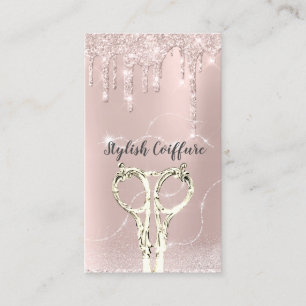 Hair Rose Tropfen Glitzer Coiffure Goldschere Visitenkarte