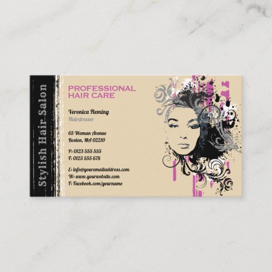 Hair Salon | Berufliche Visitenkarte (Vorderseite)