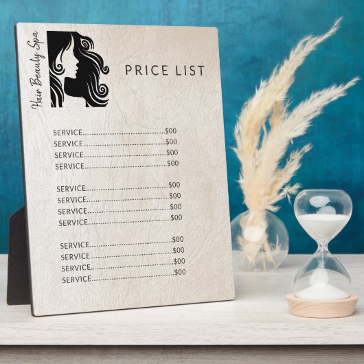 Hair salon black grey leather look price list fotoplatte (Seite)