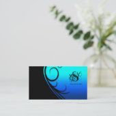 Hair Salon Business Card Swirl Blue Black Visitenkarte (Stehend Vorderseite)